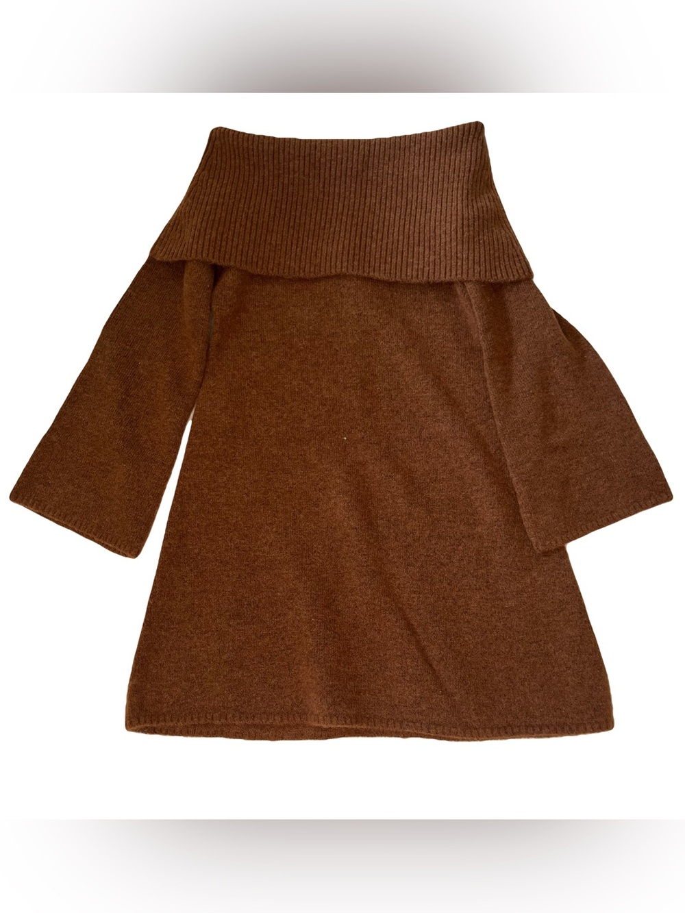 Cult Gaia Brown Sweater Dress Oversized Off the Shoulder Quiet Luxury Minimalist